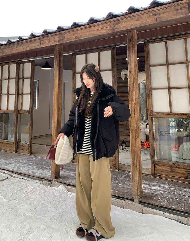 Cotton couples down fur coat bud splice coat