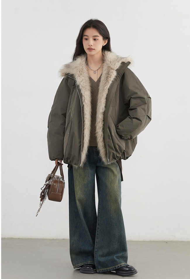 Cotton couples down fur coat bud splice coat