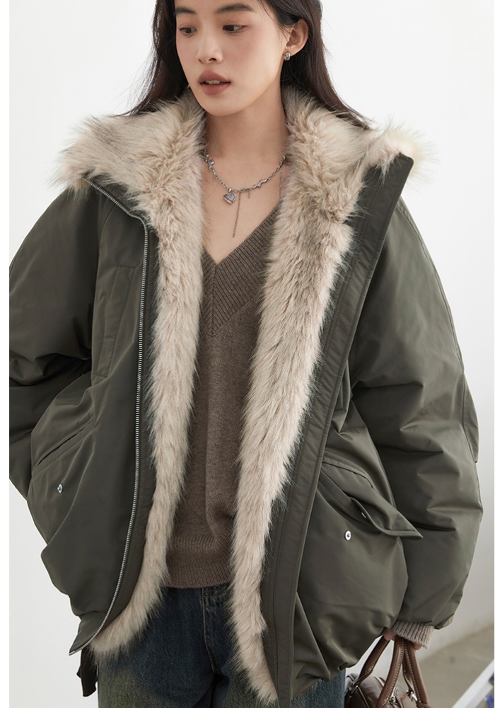 Cotton couples down fur coat bud splice coat