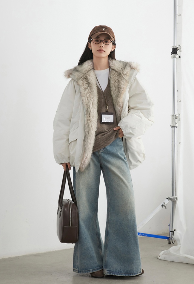 Cotton couples down fur coat bud splice coat