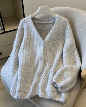 Mohair spring and autumn cardigan fluffy sweater