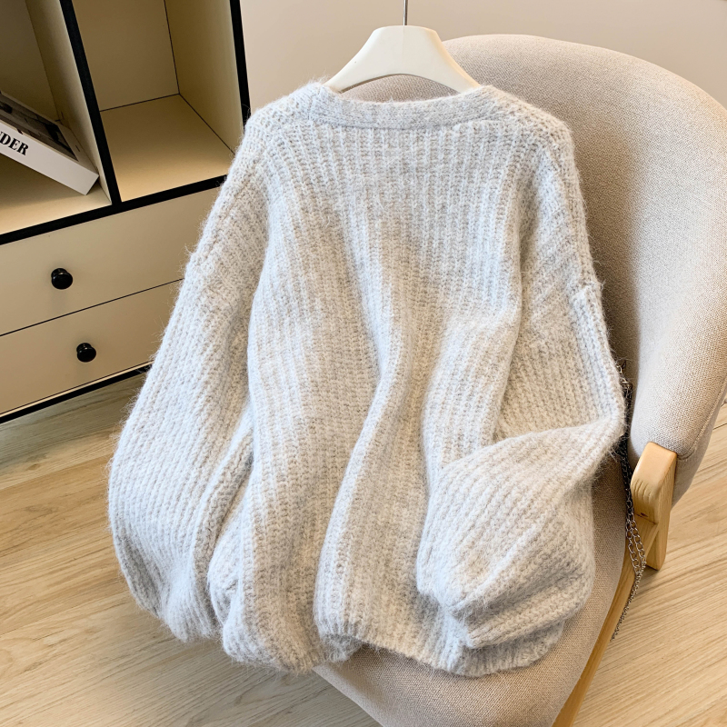 Mohair spring and autumn cardigan fluffy sweater