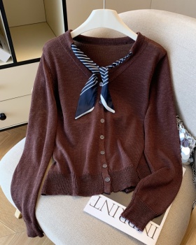 V-neck temperament scarves all-match T-shirt for women