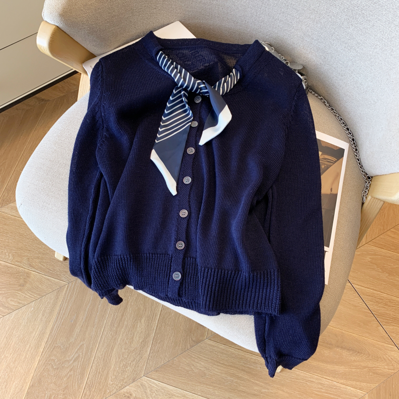 V-neck temperament scarves all-match T-shirt for women