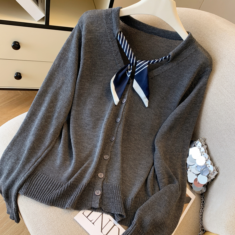 V-neck temperament scarves all-match T-shirt for women