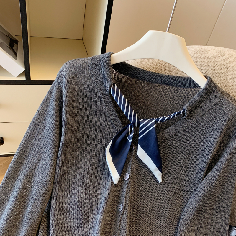 V-neck temperament scarves all-match T-shirt for women