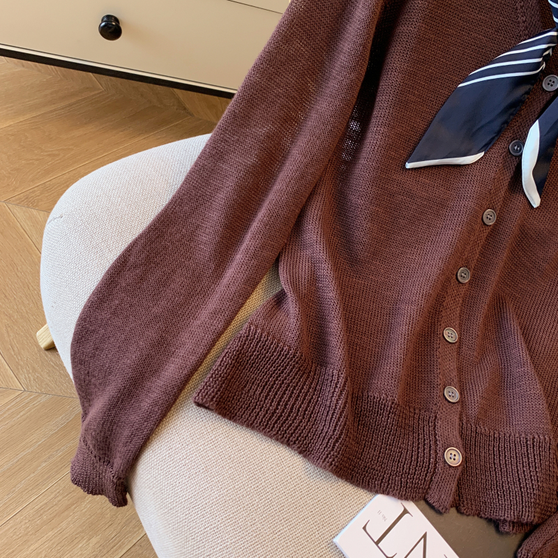 V-neck temperament scarves all-match T-shirt for women