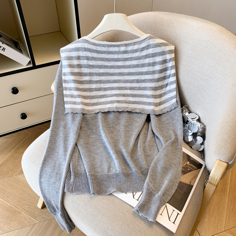 Unique autumn sweater pure knitted shawl for women