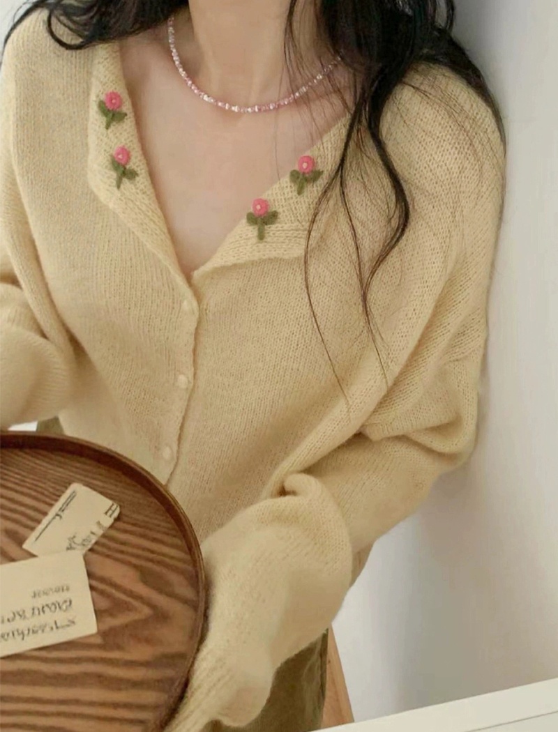 Show young lazy temperament cardigan autumn pure sweater