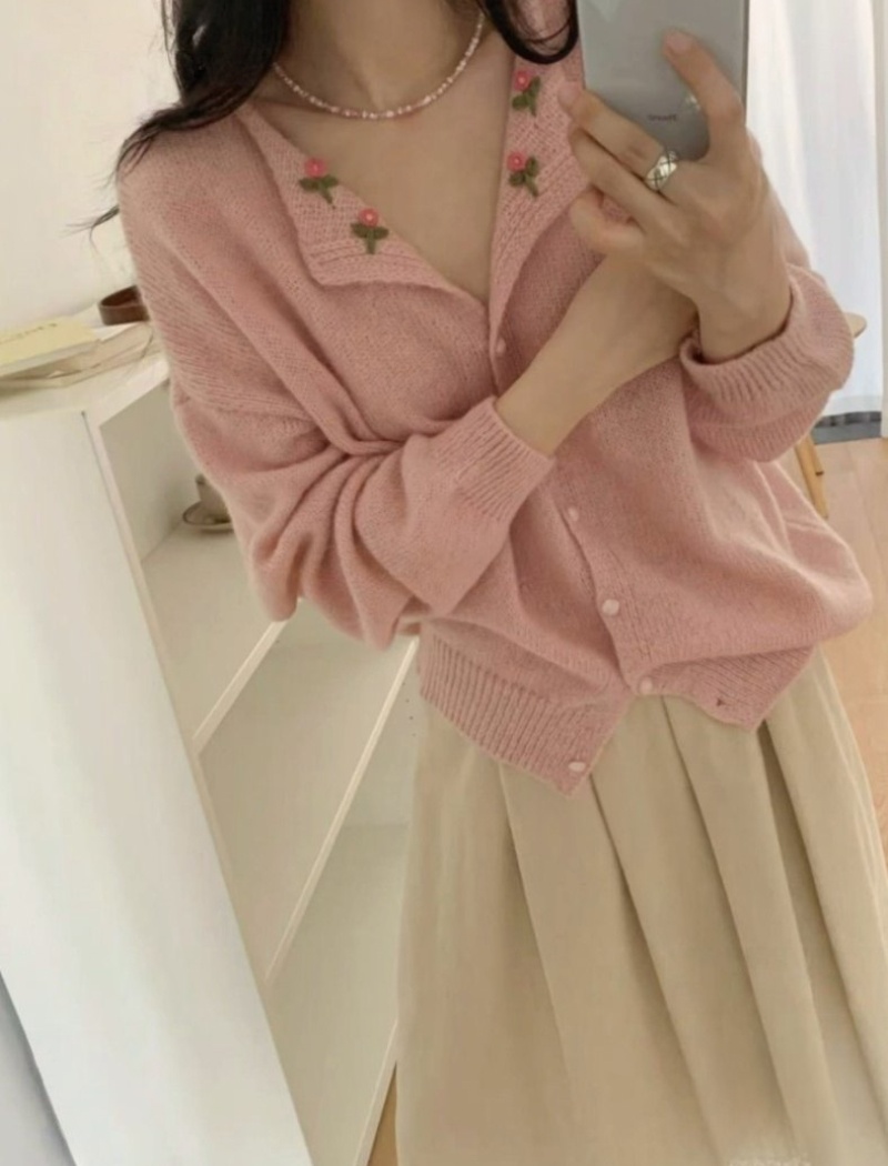 Show young lazy temperament cardigan autumn pure sweater
