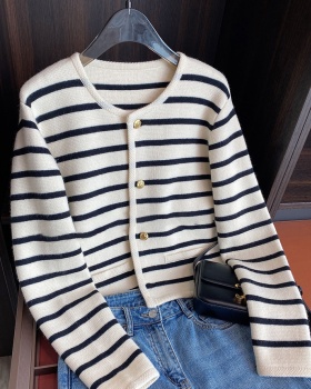 Stripe Korean style cardigan lazy loose sweater for women
