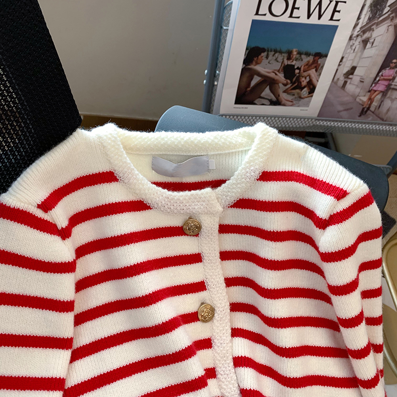 Stripe Korean style cardigan lazy loose sweater for women