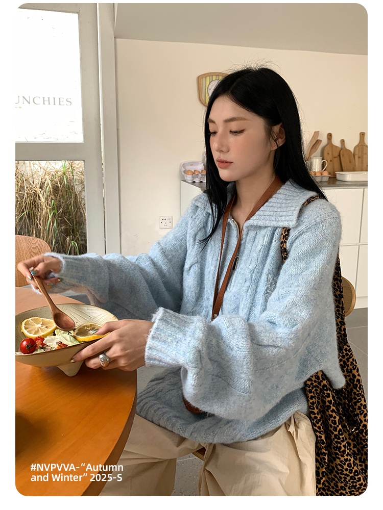 Lazy autumn and winter colors twist college style sweater