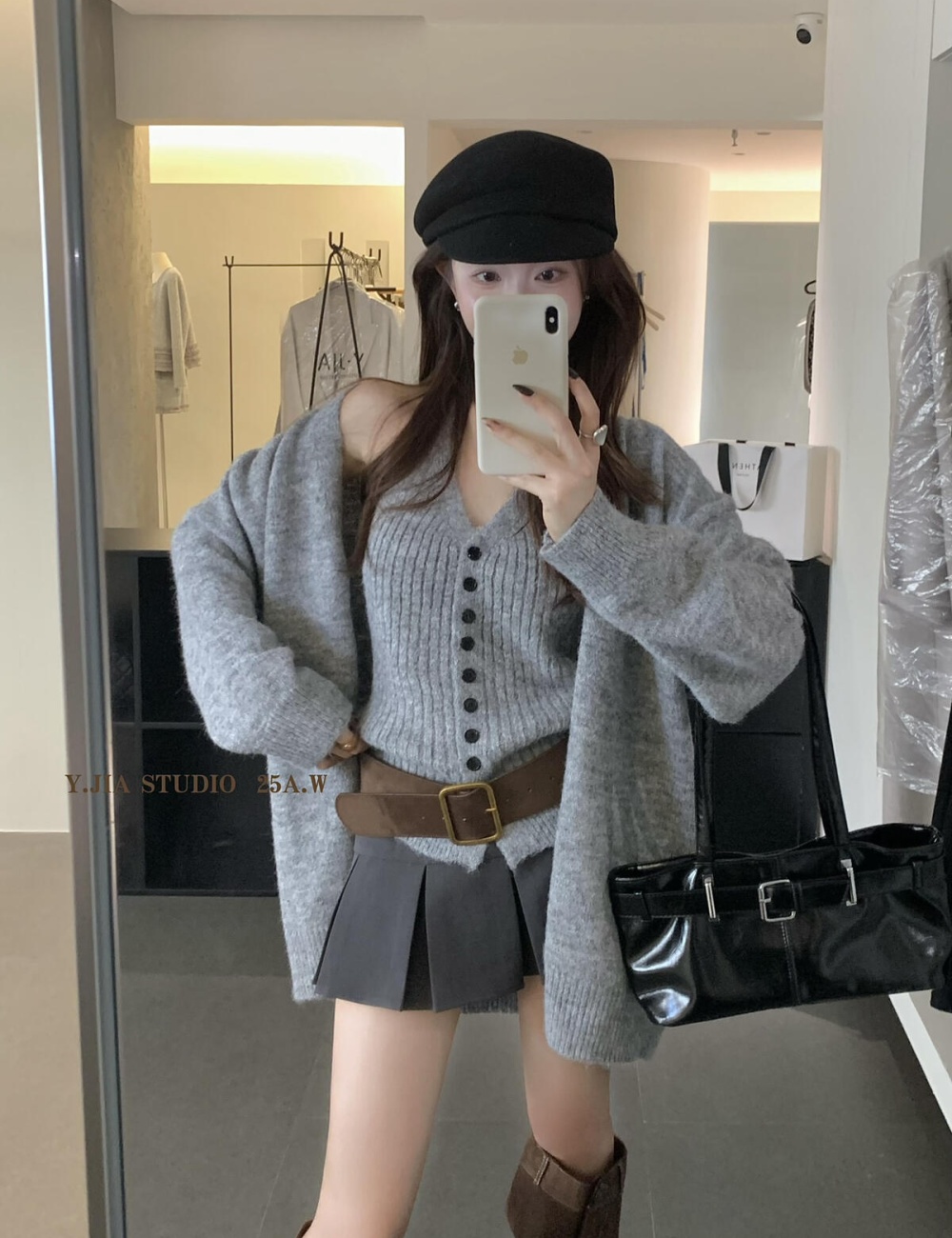 Sling halter cardigan lazy knitted coat a set