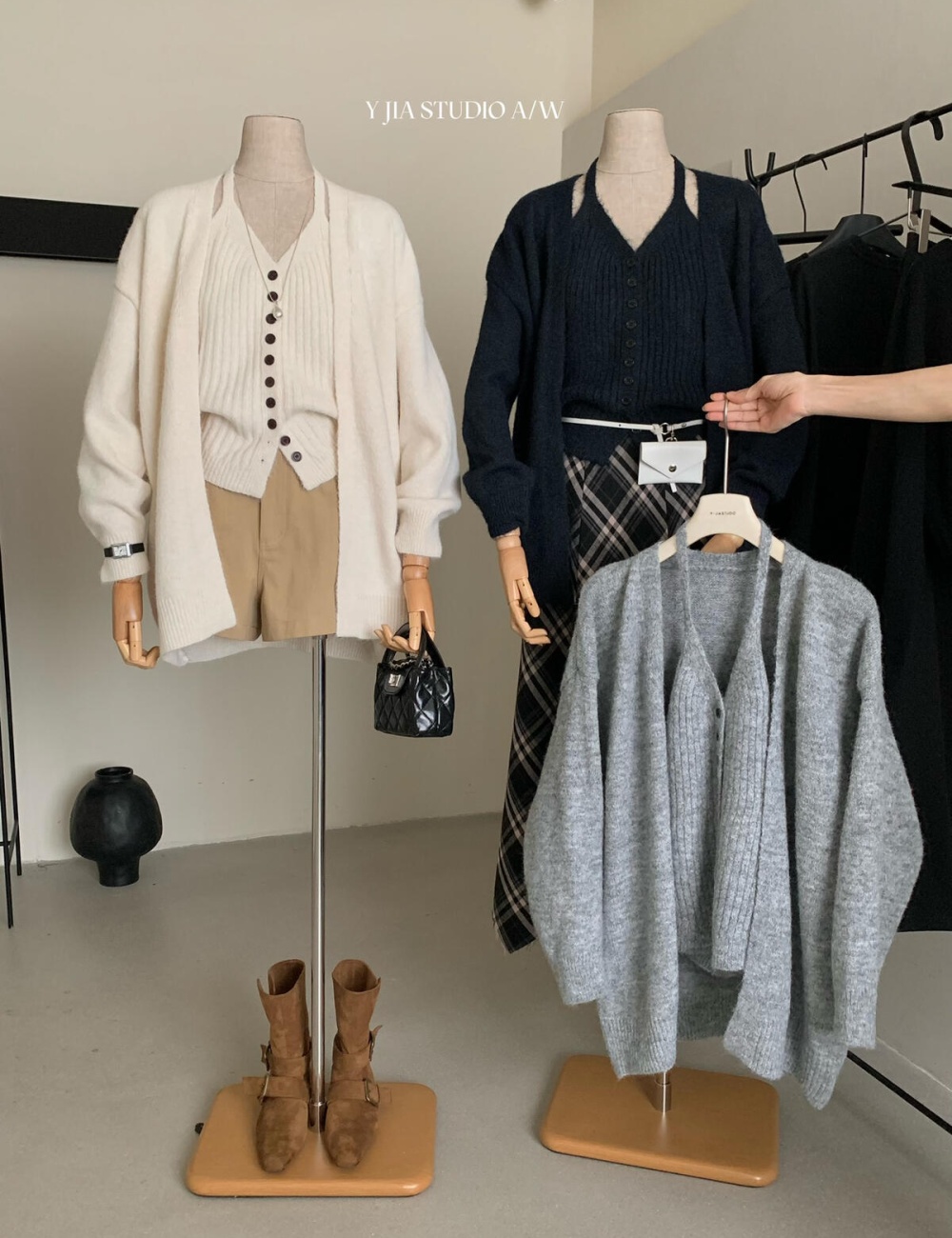 Sling halter cardigan lazy knitted coat a set