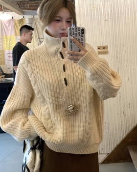 Pullover twist tops buckle sweater for women