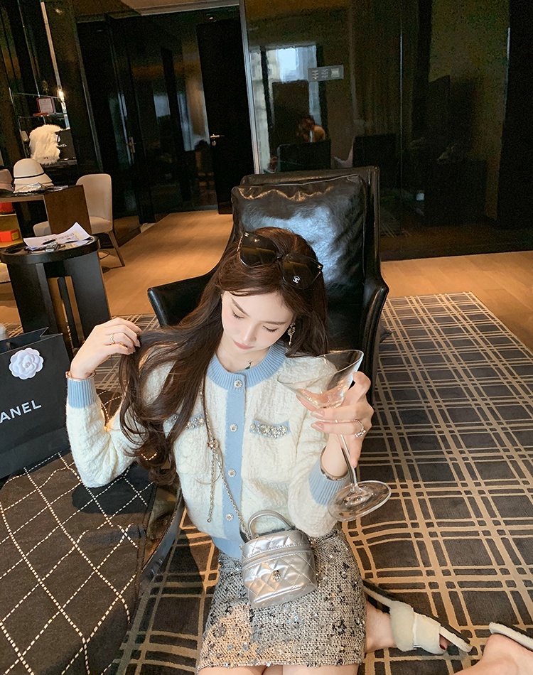 Diamond spring and autumn tops chanelstyle cardigan