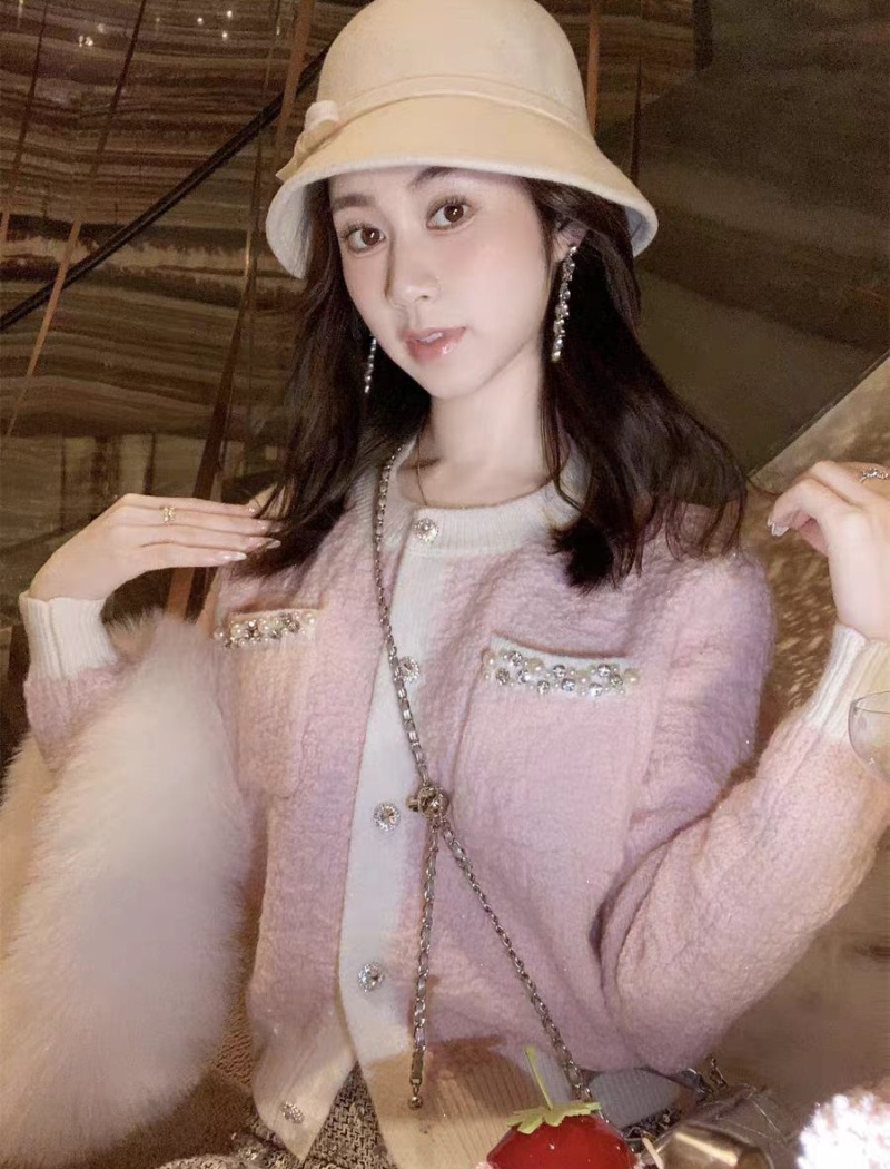 Diamond spring and autumn tops chanelstyle cardigan