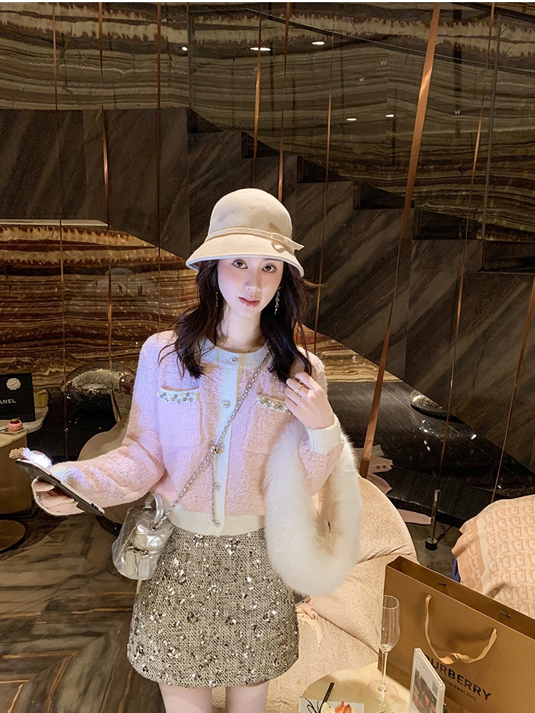 Diamond spring and autumn tops chanelstyle cardigan