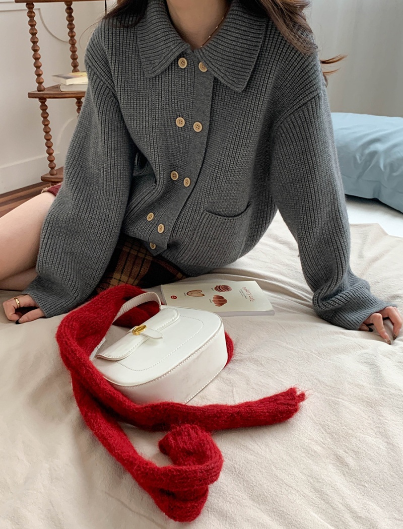 All-match autumn and winter coat lapel cardigan for women