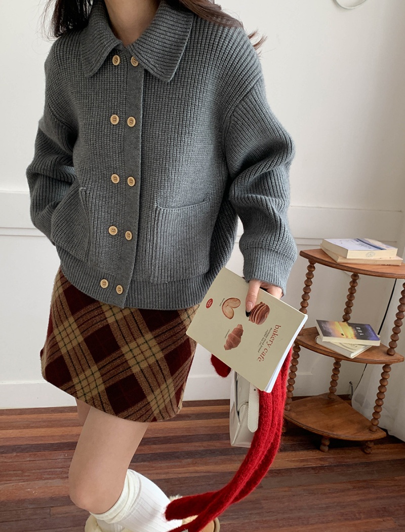 All-match autumn and winter coat lapel cardigan for women