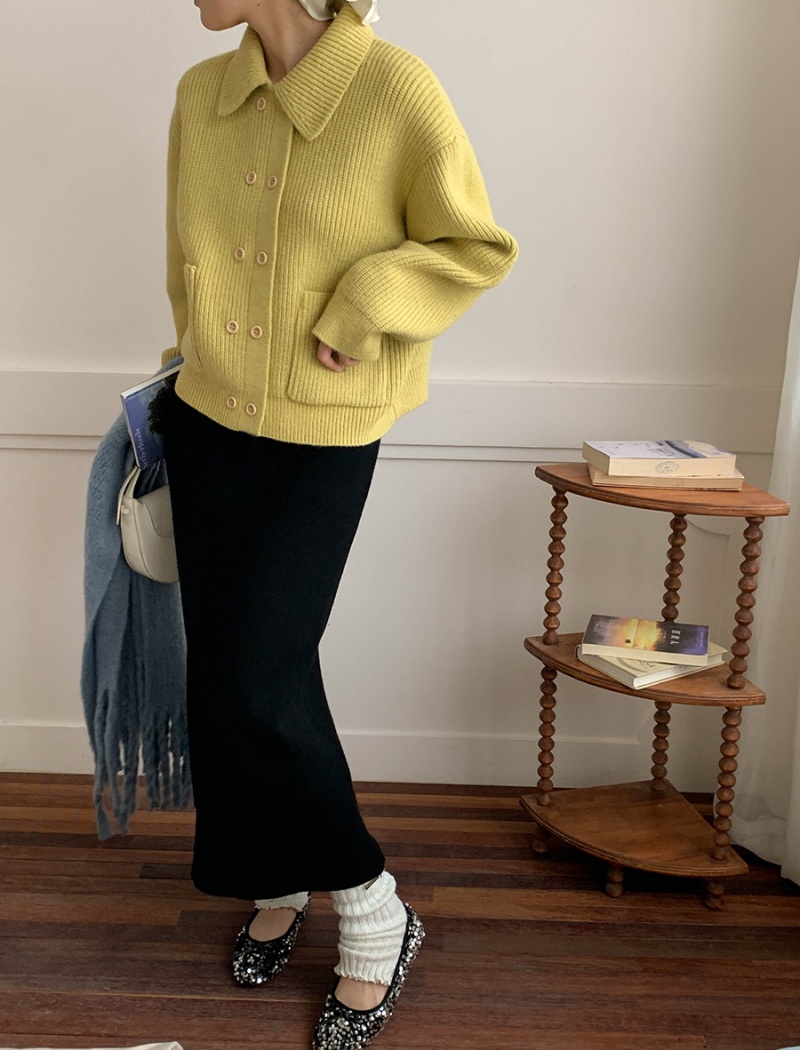 All-match autumn and winter coat lapel cardigan for women