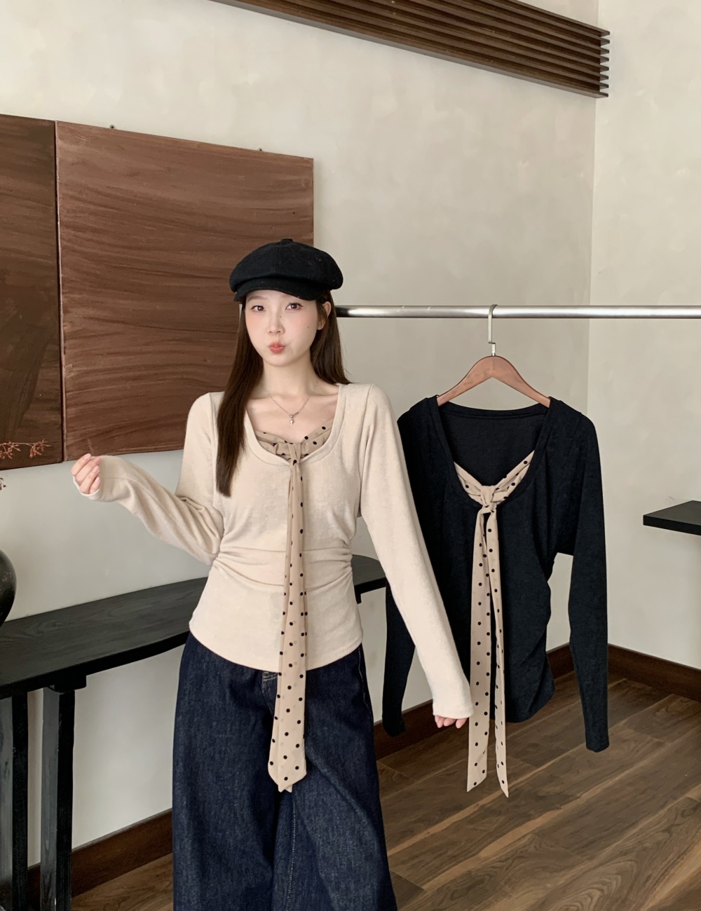 Autumn and winter streamer tops enticement bottoming shirt