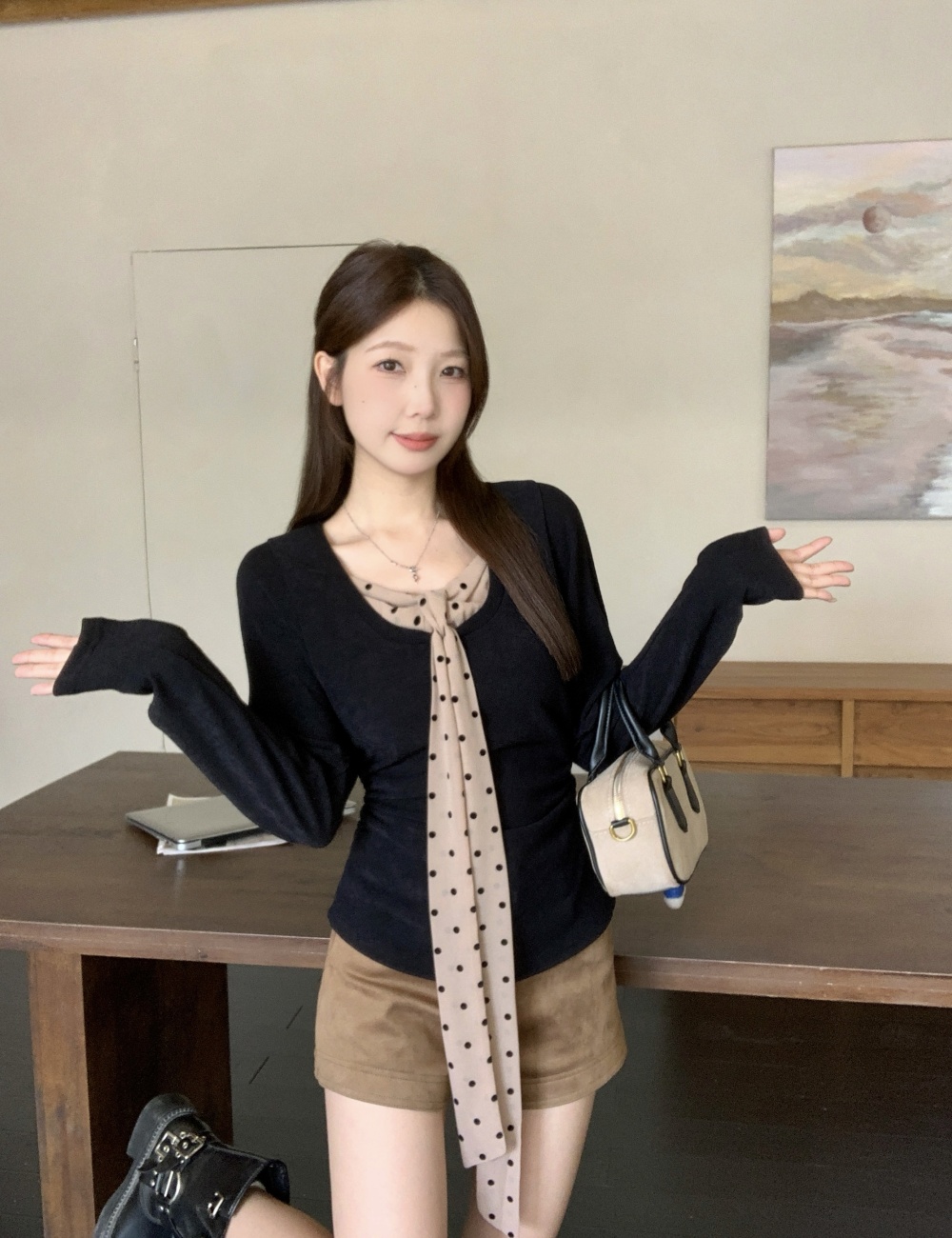 Autumn and winter streamer tops enticement bottoming shirt