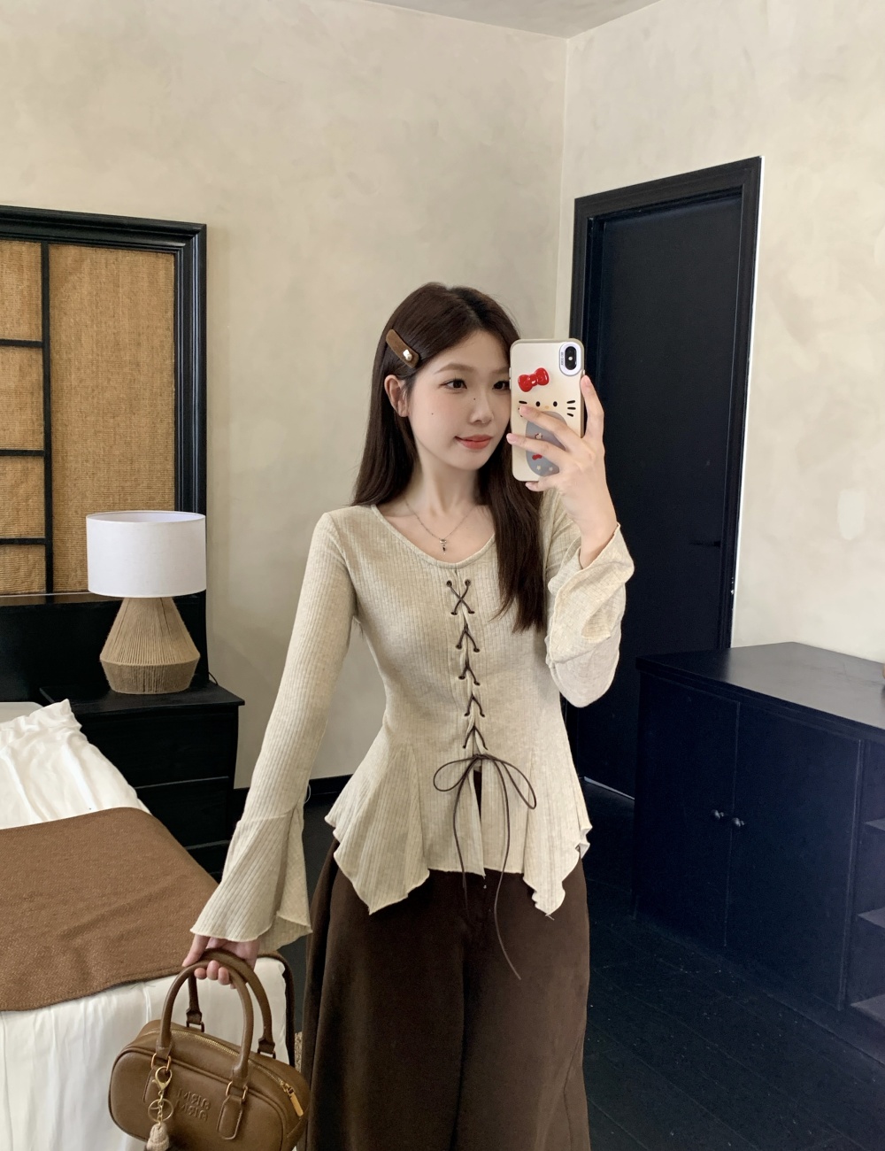 Irregular temperament bottoming shirt bandage autumn tops