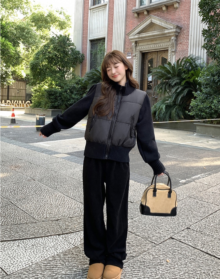 Niche short thick coat knitted temperament cotton coat