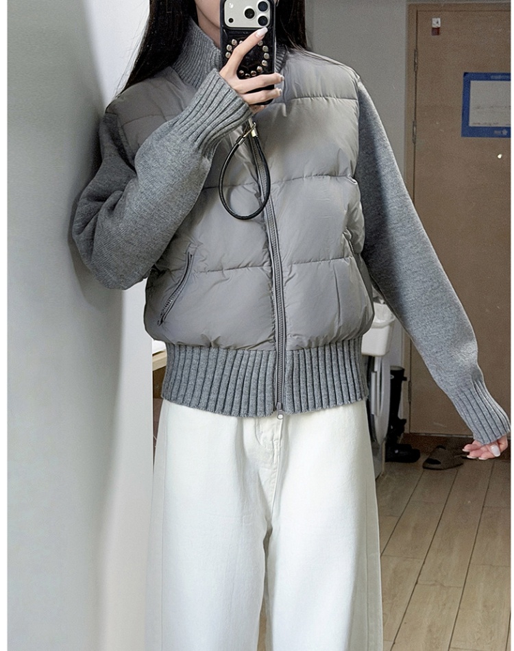 Niche short thick coat knitted temperament cotton coat