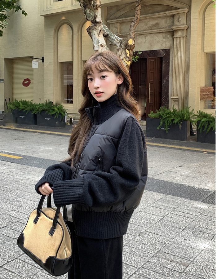 Niche short thick coat knitted temperament cotton coat