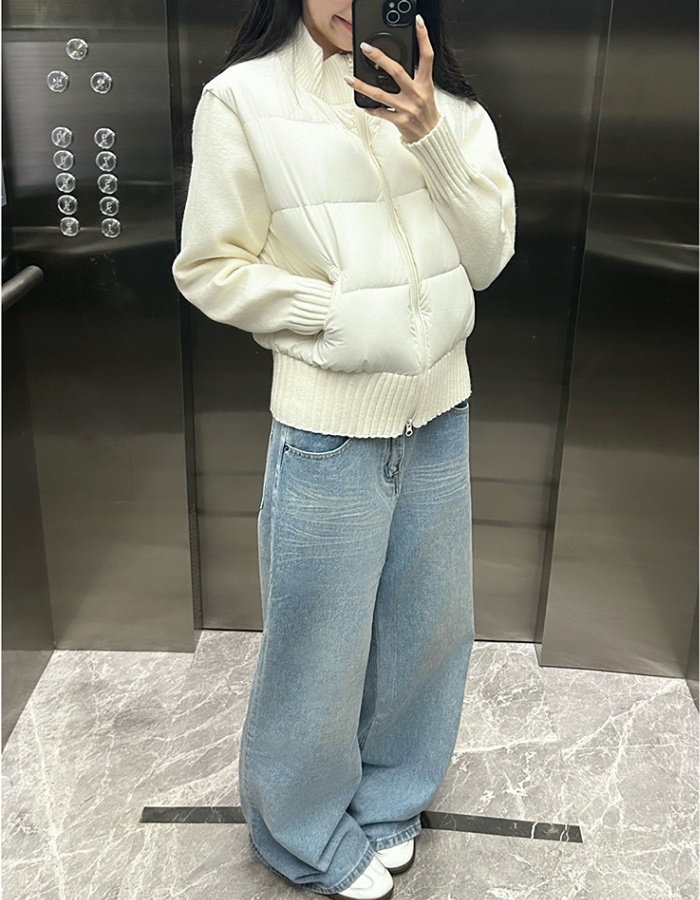Niche short thick coat knitted temperament cotton coat