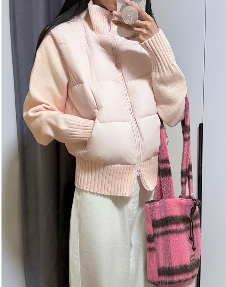Niche short thick coat knitted temperament cotton coat