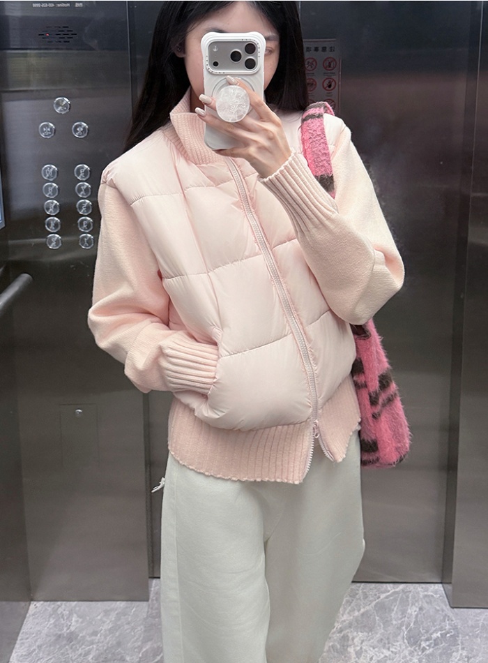 Niche short thick coat knitted temperament cotton coat