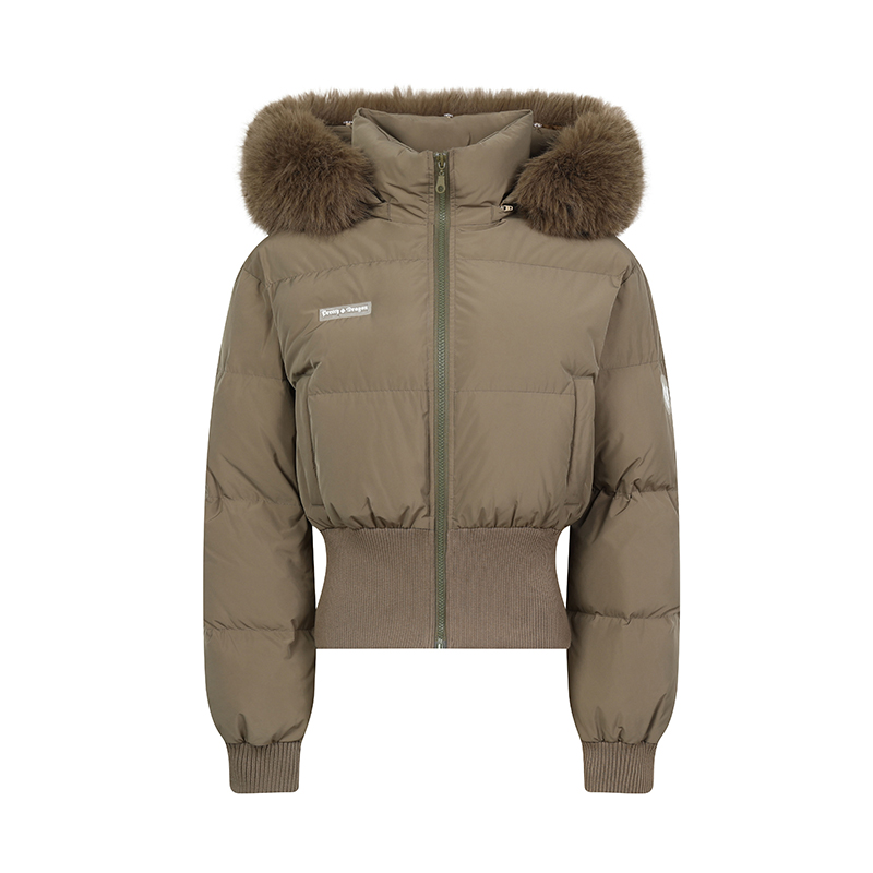 Large fur collar all-match coat short cotton coat for women