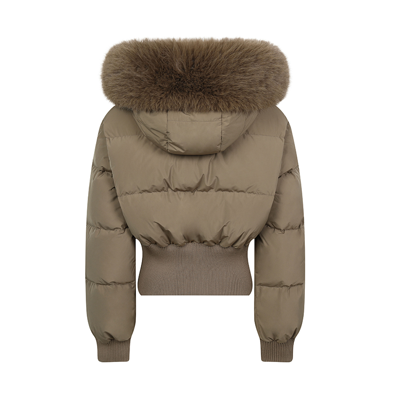 Large fur collar all-match coat short cotton coat for women