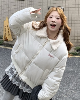 Down blue cotton coat short student coat for women