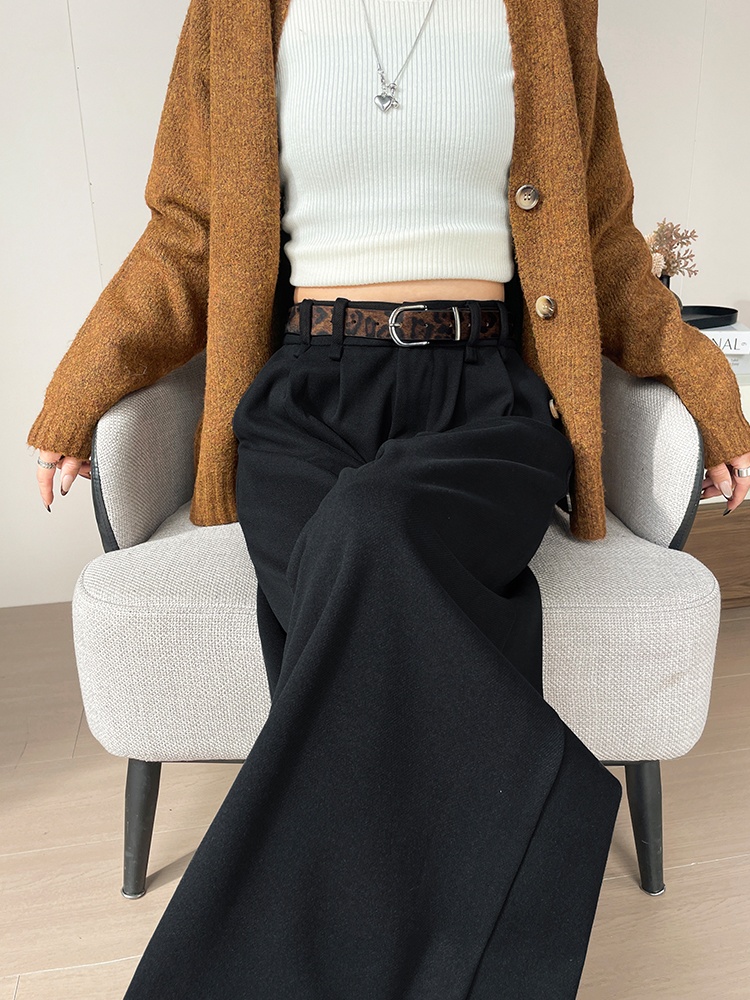 Autumn and winter belt thick casual pants for women