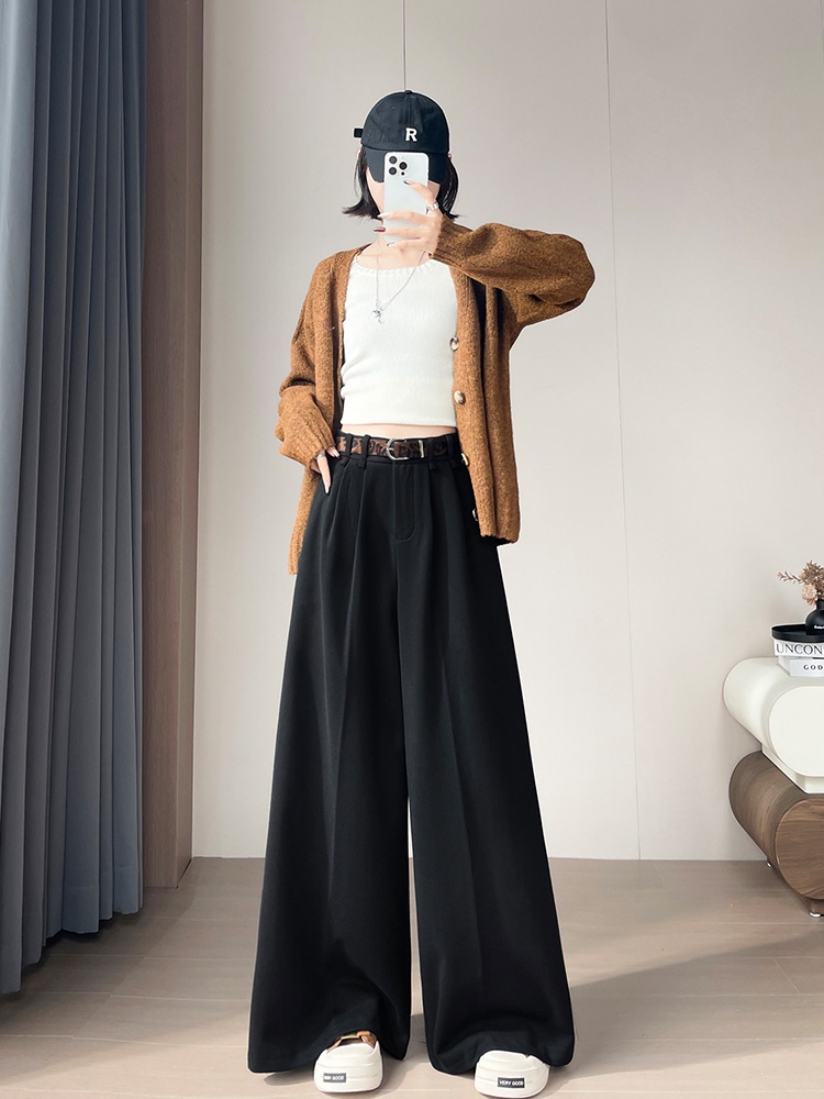 Autumn and winter belt thick casual pants for women