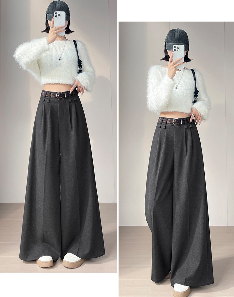 Autumn and winter belt thick casual pants for women
