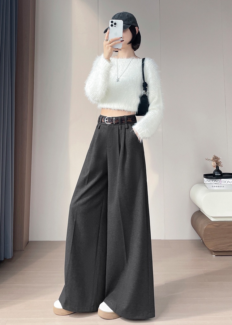 Autumn and winter belt thick casual pants for women