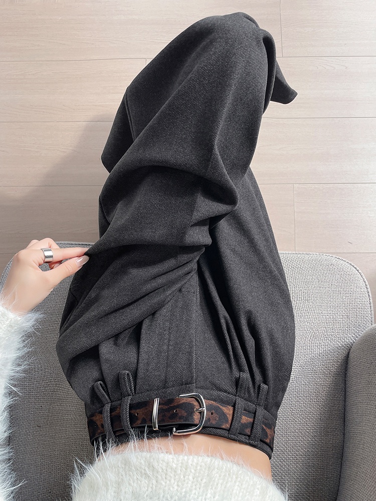 Autumn and winter belt thick casual pants for women