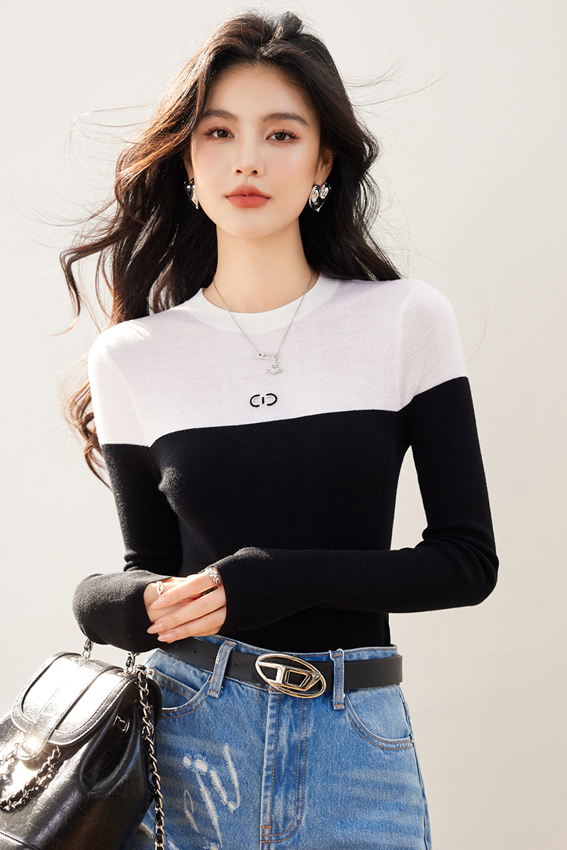 Knitted wool tops autumn and winter bottoming shirt for women