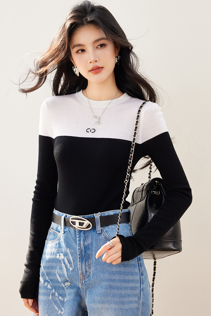 Knitted wool tops autumn and winter bottoming shirt for women