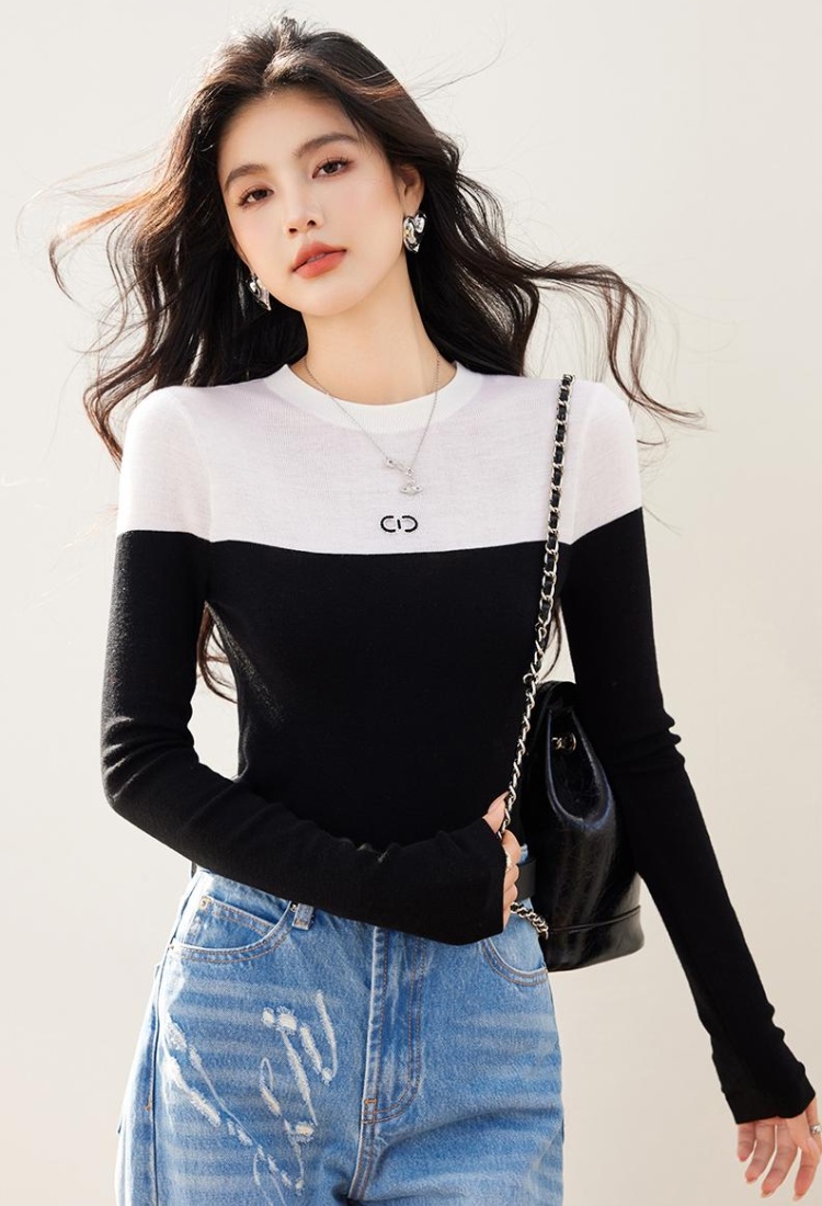 Knitted wool tops autumn and winter bottoming shirt for women