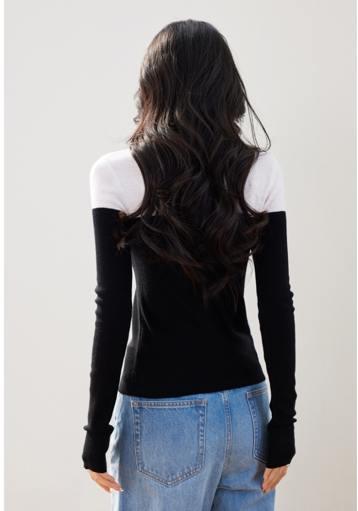 Knitted wool tops autumn and winter bottoming shirt for women