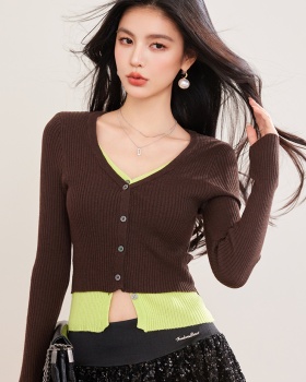 Autumn cardigan mixed colors tops for women