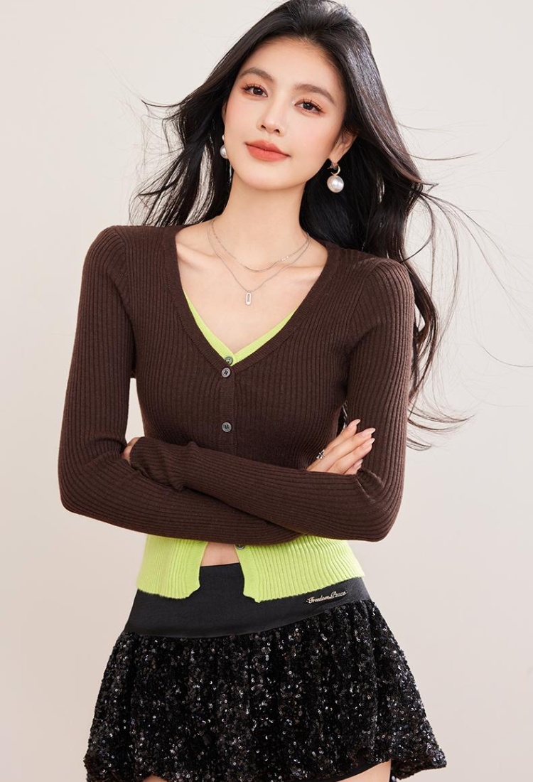 Autumn cardigan mixed colors tops for women