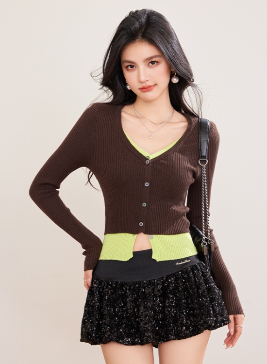 Autumn cardigan mixed colors tops for women